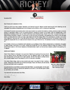Andy Richey Prayer Letter:  God's Blessings in Recent Months