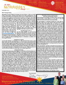Mike Morrissey Prayer Letter:  Deputation Is Many Things . . . But Not Boring!