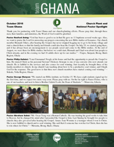 Team Ghana National Pastor Update: God Is So Good!