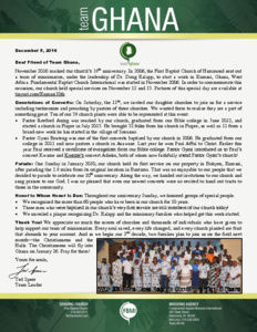 Team Ghana Update: Our Church's 10th Anniversary