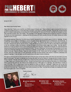 Brian Hebert Prayer Letter:  Happy New Year!