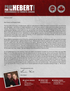 Brian Hebert Prayer Letter:  A Good Start to the Year