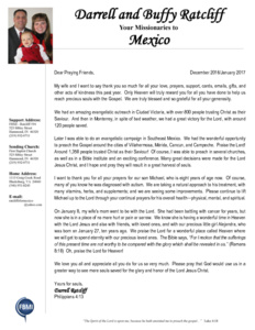 Darrell Ratcliff Prayer Letter:  Praise the Lord!
