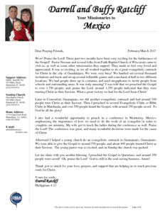 Darrell Ratcliff Prayer Letter:  Preaching Christ in the Cities!