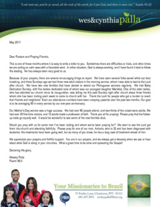 Wes Palla Prayer Letter: A Great Mother's Day With Many Saved!