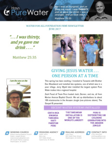 John Hays Prayer Letter:  Pure Water for All