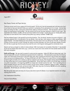 Andy Richey Prayer Letter:  Souls Saved, Plane Tickets Bought, Preparing for Passage!