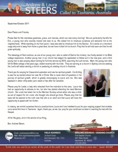 Andrew Steers Prayer Letter:  Praising God for His Relentless Goodness!