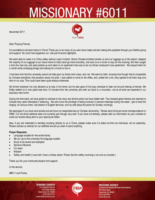 Missionary #6011 Prayer Letter:  Back Home!