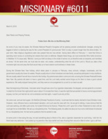 Missionary #6011 Prayer Letter:  Praise God—We Are on the Winning Side!