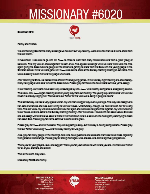 Missionary #6020 Prayer Letter:  Thankful for His Many Blessings on Our Lives