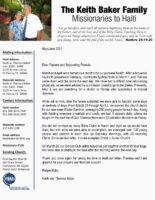 Keith and Theresa Baker Prayer Letter: One-Week Easter Seminar