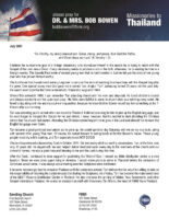Bob and Jacqueline Bowen Prayer Letter: Reproducing Ourselves in the Ministry