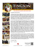 Garry and Mindy Tingson Prayer Letter: The Lord Giveth, and the Lord Taketh Away