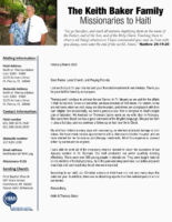 Keith and Theresa Baker Prayer Letter: Successful Quarterly Meeting in St. Raphael