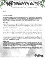 Missionary #6013 Prayer Letter: Plans for Taiwan