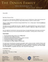 Tom and Margo Dinius Prayer Letter: Let Us Rejoice in Our God!