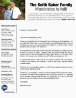 Keith and Theresa Baker Prayer Letter: Moving to the Bahamas