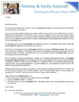 Tommy and Emily Ashcraft Prayer Letter