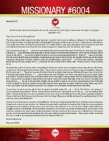Missionary #6004 Prayer Letter: Boldness to Witness for Him