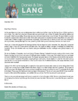 Daniel and Erin Lang Prayer Letter: A Great Year!