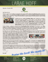 Larae Hoff Prayer Letter: Your Prayers Have Been Answered!