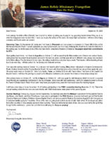 James and Linda Belisle Prayer Letter: Fall Preaching Schedule