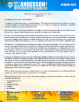 Oral and Alicia Anderson Prayer Letter: "And There Arose a Great Storm of Wind"