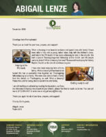 Abigail Lenze Prayer Letter: Thanksgiving Blessings