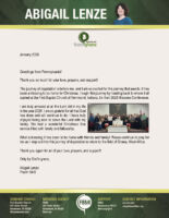 Abigail Lenze Prayer Letter: The Journey Begins